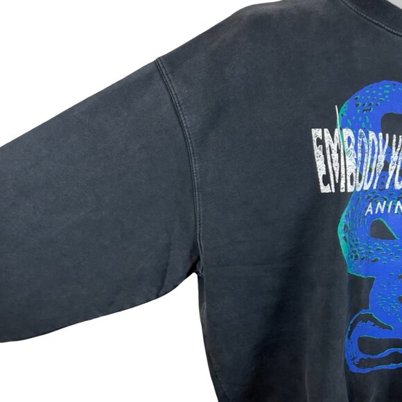 Anine Bing Jace Viper Sweatshirt in Washed Black Size Large - Picture 2 of 10